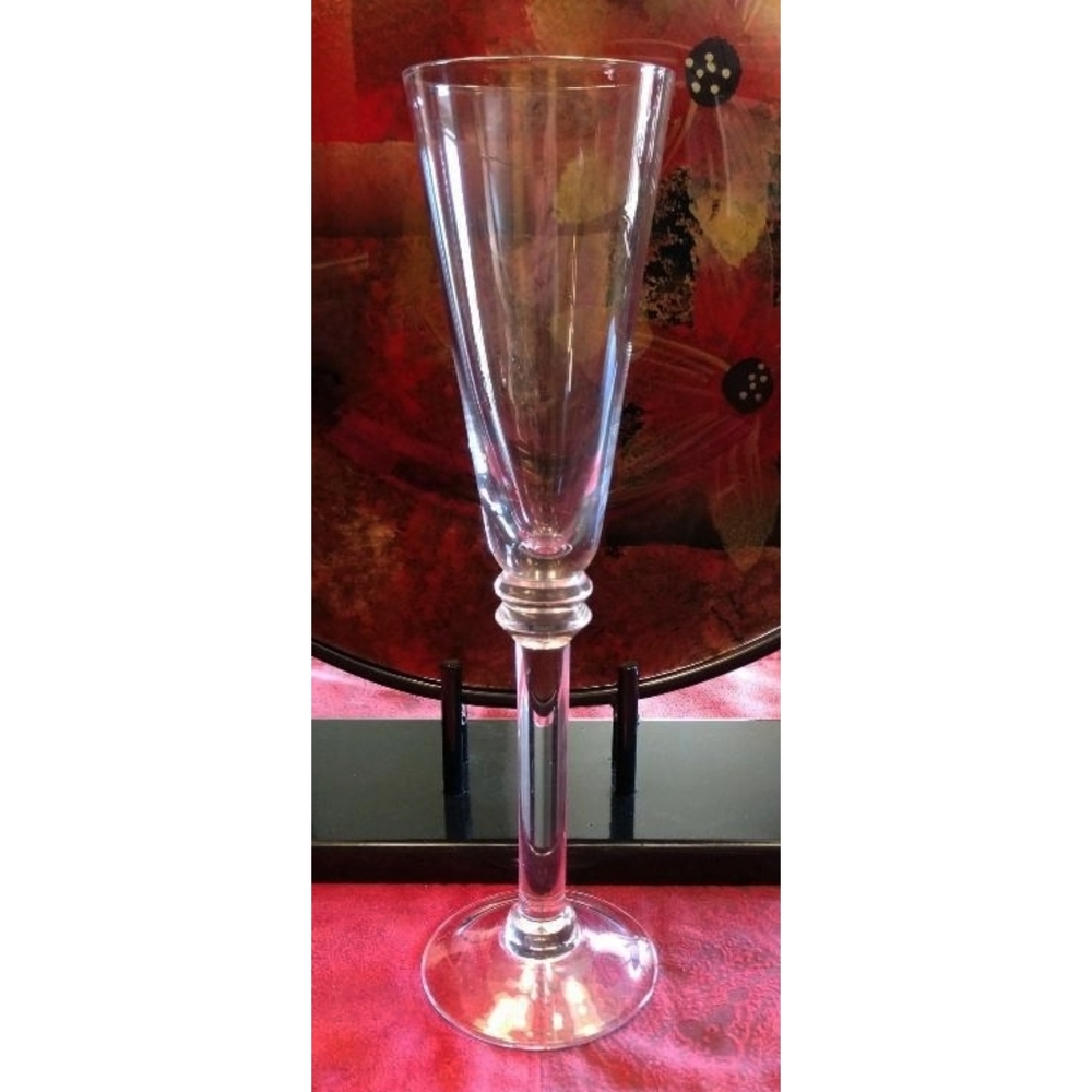 Pair of Clear Mouth Blown Champagne Flutes-RARE! - Picture 2 of 2
